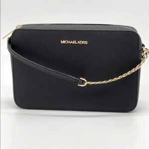 Michael Kors Large Jet Set Crossbody Bag Black/Gold